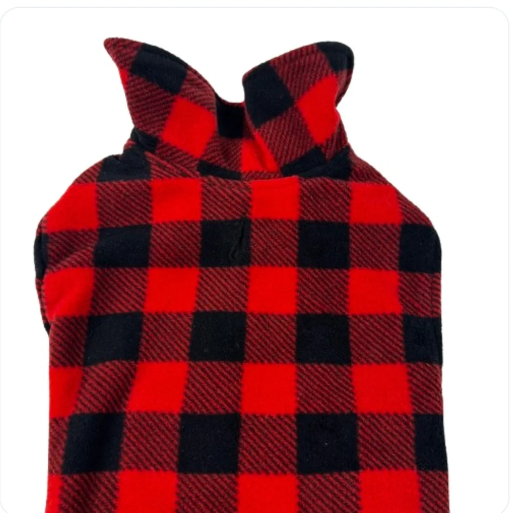 Red & Black Buffalo Plaid Dog Fleece Sweater